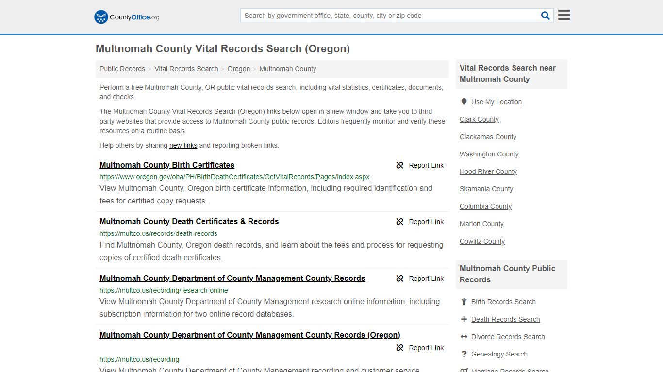 Vital Records Search - Multnomah County, OR (Birth, Death ...